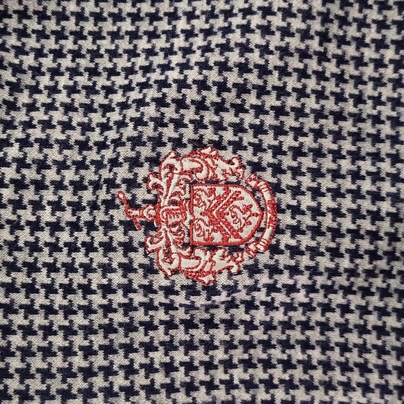 🛍Donald Ross‎ Mens Medium Quarter Zip Pullover Navy White Houndstooth Casual - Picture 7 of 7